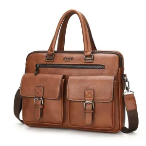 West Louis Men's Luxury Leather Business Briefcase