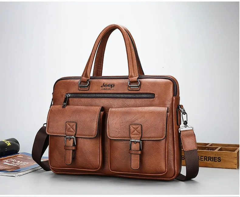 West Louis Men's Luxury Leather Business Briefcase
