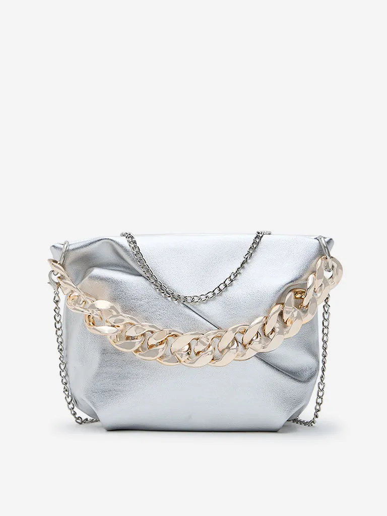 Westside Silver Faux-Leather Sling Bag