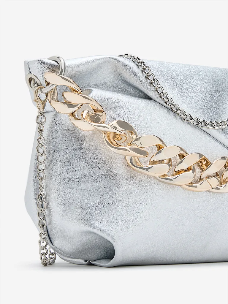 Westside Silver Faux-Leather Sling Bag
