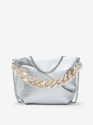 Westside Silver Faux-Leather Sling Bag