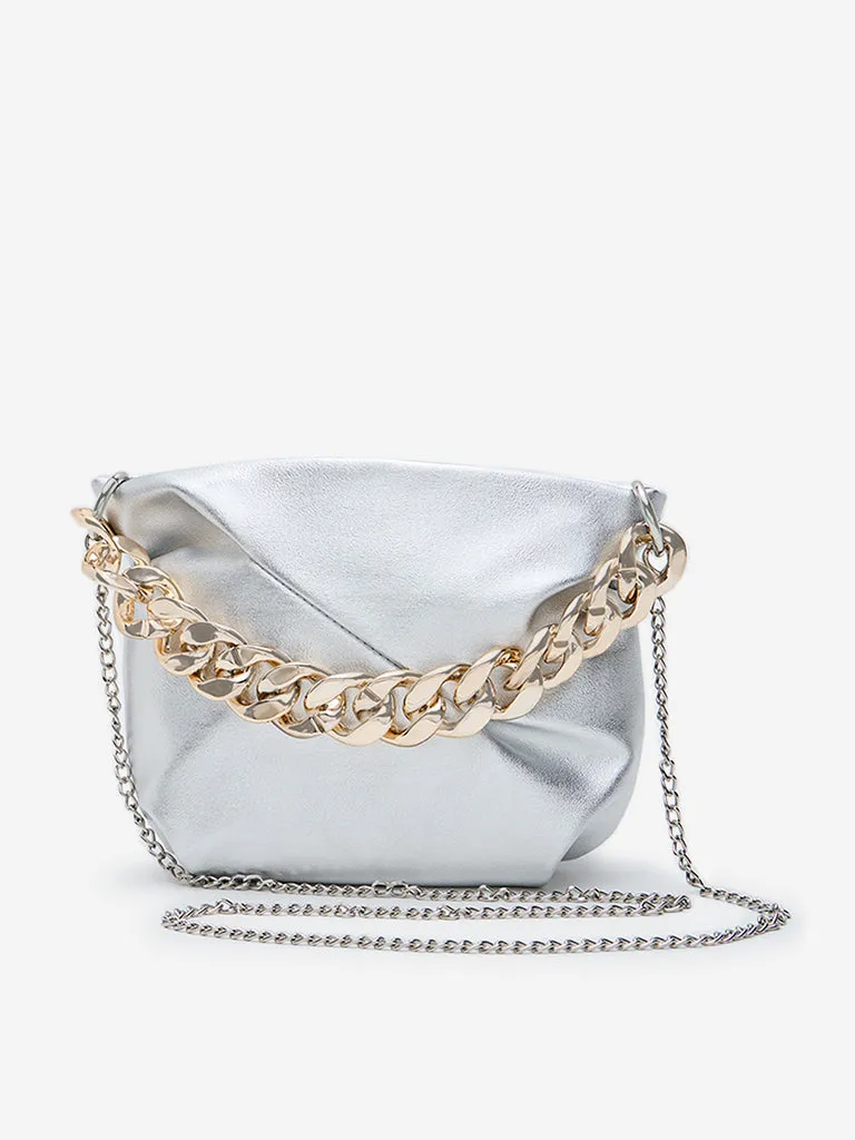 Westside Silver Faux-Leather Sling Bag